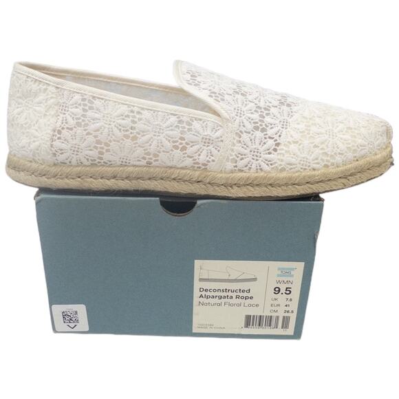 Tom’s Alpargata Floral Lace Espadrilles Women's 9.5 Off White - Picture 2 of 7